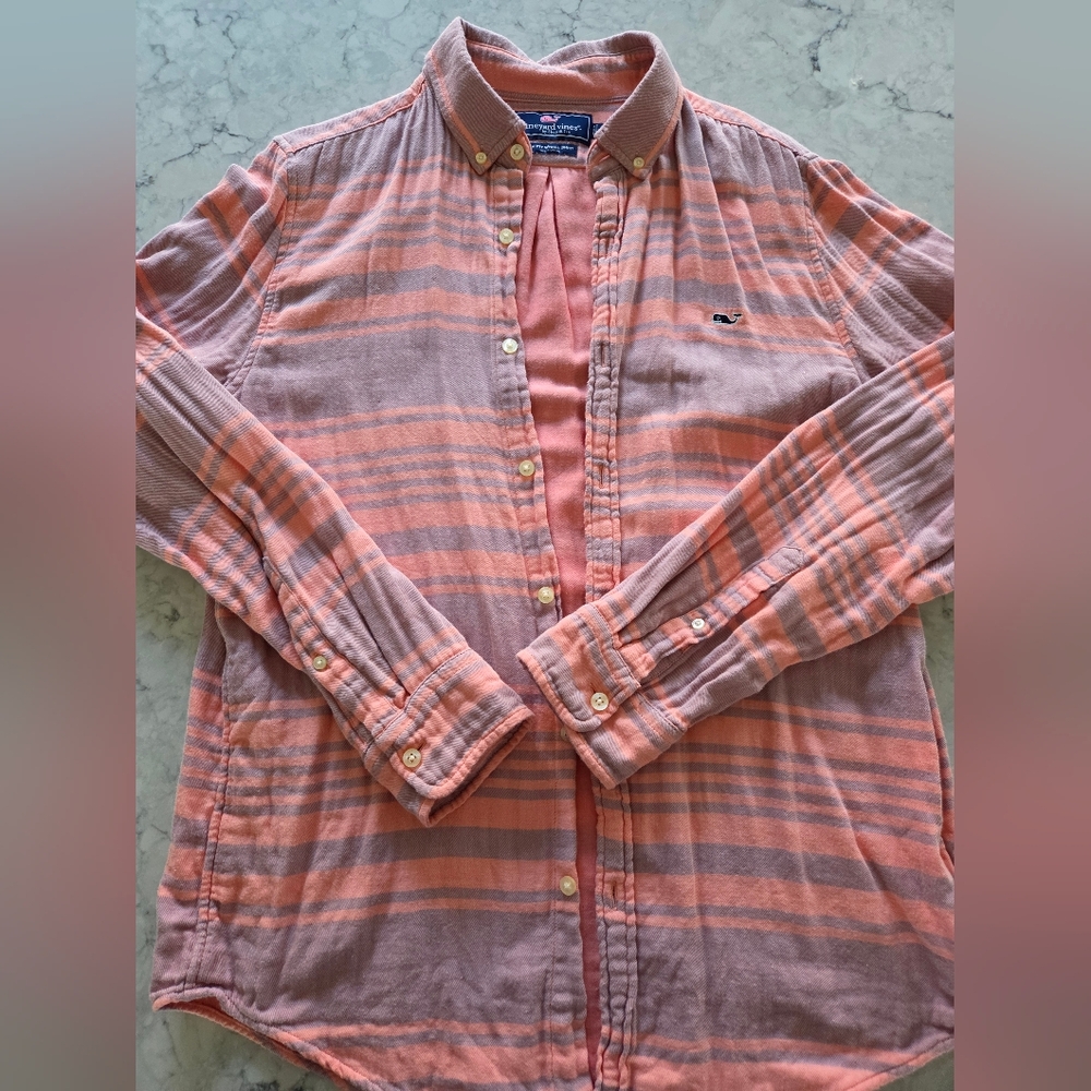 Men's Vineyard Vines Pink And Purple Striped Shirt
